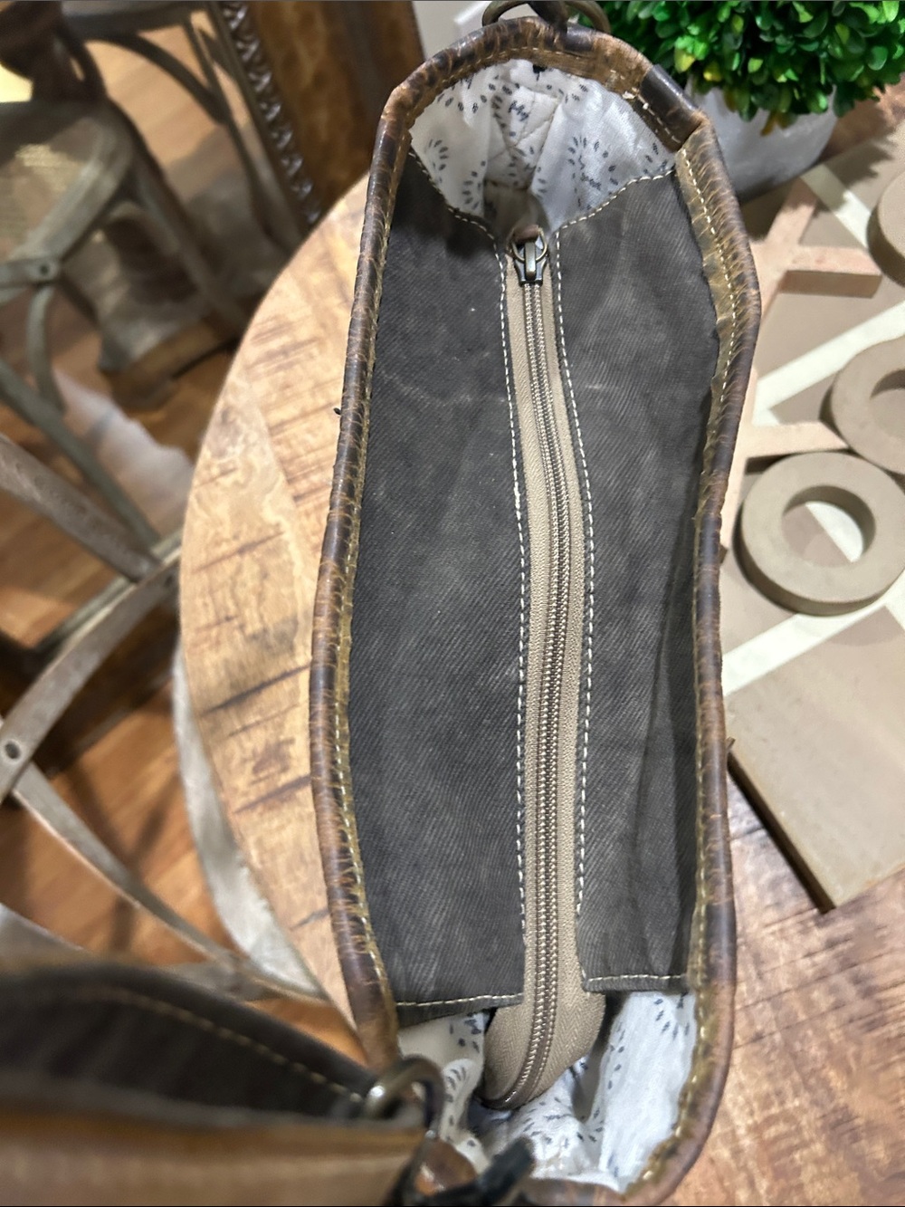 Myra Bag Black & White Pattern Shoulder Bag with Brown Accents - Picture 3 of 5